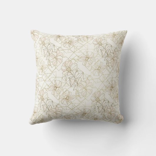 Minimal Botanical Line Art Pattern (2) クッション (裏面)