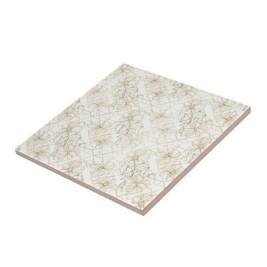 Minimal Botanical Line Art Pattern (2) タイル (側面)