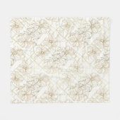 Minimal Botanical Line Art Pattern (2) フリースブランケット (正面(横))