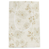 Minimal Botanical Line Art Pattern (2) ミディアムペーパーバッグ (正面)