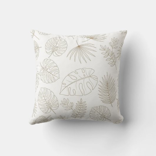 Minimal Botanical Line Art Pattern (4) クッション (裏面)