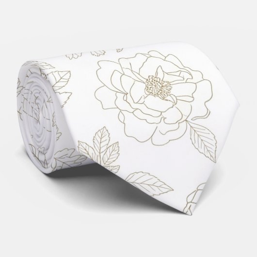 Minimal Botanical Line Art Pattern (4) ネクタイ (ロール)