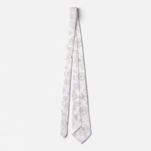 Minimal Botanical Line Art Pattern (4) ネクタイ (裏面)