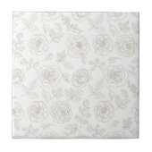 Minimal Botanical Line Art Pattern (5) タイル (正面)