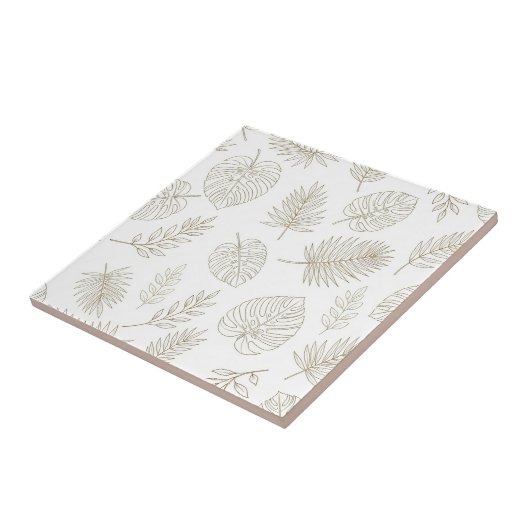 Minimal Botanical Line Art Pattern (6) タイル (側面)