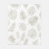 Minimal Botanical Line Art Pattern (6) フリースブランケット (正面)