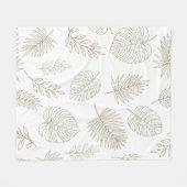 Minimal Botanical Line Art Pattern (6) フリースブランケット (正面(横))
