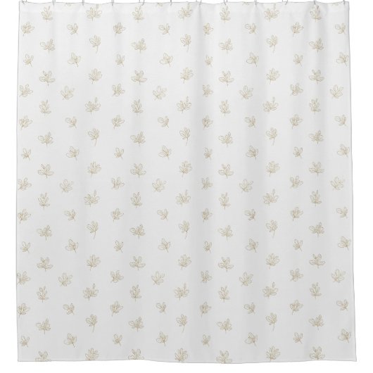 Minimal Botanical Line Art Pattern (7) シャワーカーテン (正面)