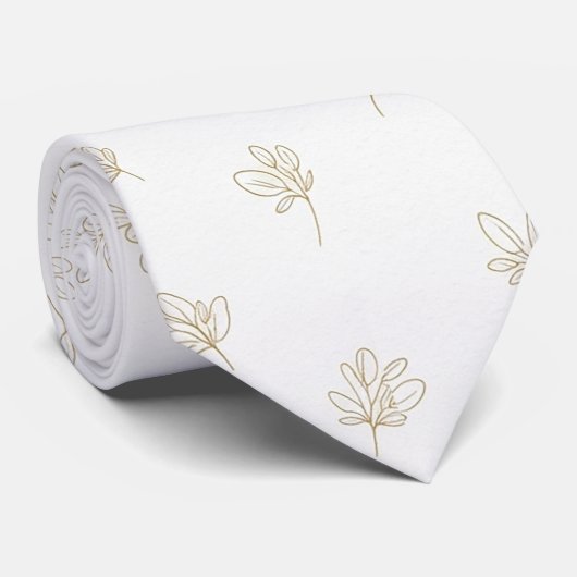 Minimal Botanical Line Art Pattern (7) ネクタイ (ロール)