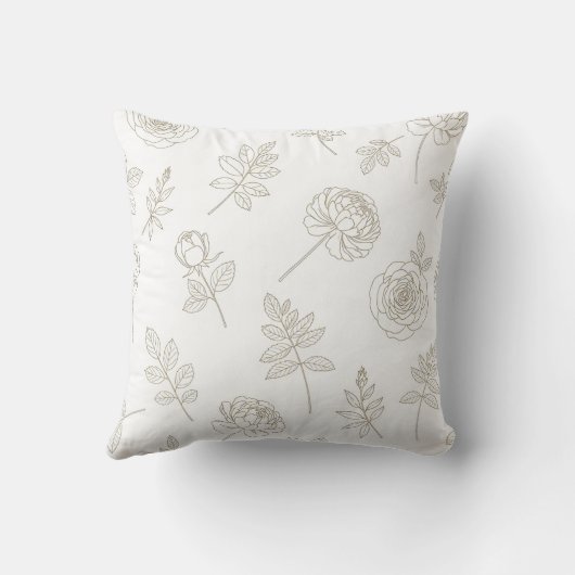 Minimal Botanical Line Art Pattern (8) クッション (裏面)