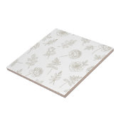 Minimal Botanical Line Art Pattern (8) タイル (側面)