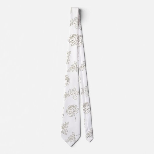 Minimal Botanical Line Art Pattern (8) ネクタイ (正面)