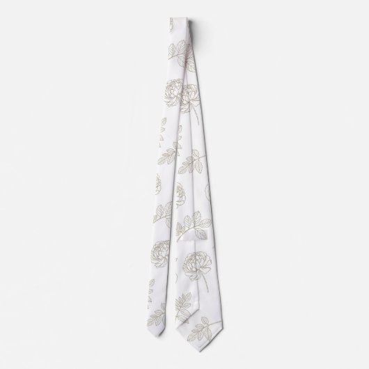 Minimal Botanical Line Art Pattern (8) ネクタイ (裏面)