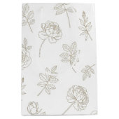 Minimal Botanical Line Art Pattern (8) ミディアムペーパーバッグ (正面)