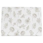 Minimal Botanical Line Art Pattern (8) ラージペーパーバッグ (正面)