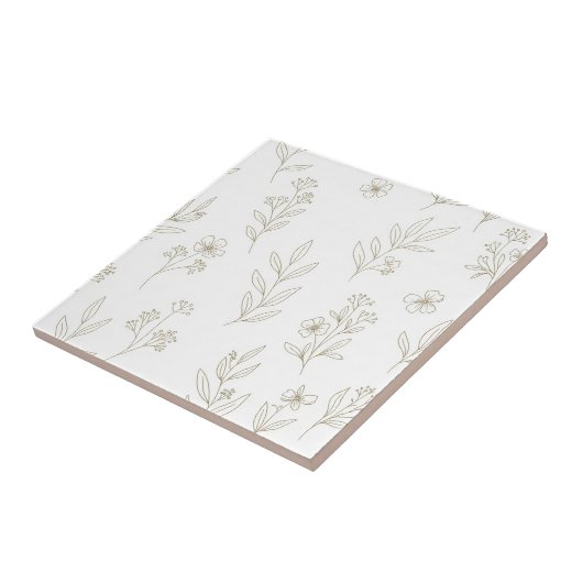 Minimal Botanical Line Art Pattern (9) タイル (側面)