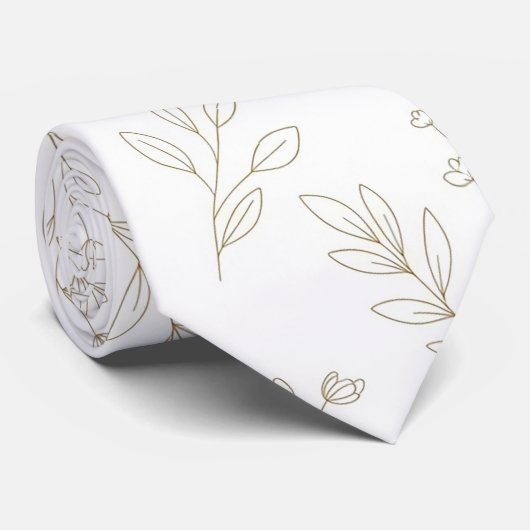 Minimal Botanical Line Art Pattern (9) ネクタイ (ロール)
