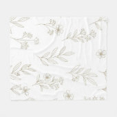 Minimal Botanical Line Art Pattern (9) フリースブランケット (正面(横))
