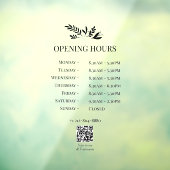 Minimal Botanical Logo Opening Hours QR Code ウィンドウサイン (シート3)