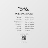 Minimal Botanical Logo Opening Hours QR Code ウィンドウサイン (シート)