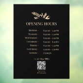 Minimal Botanical Logo Opening Hours QR Code ウィンドウサイン (シート3)