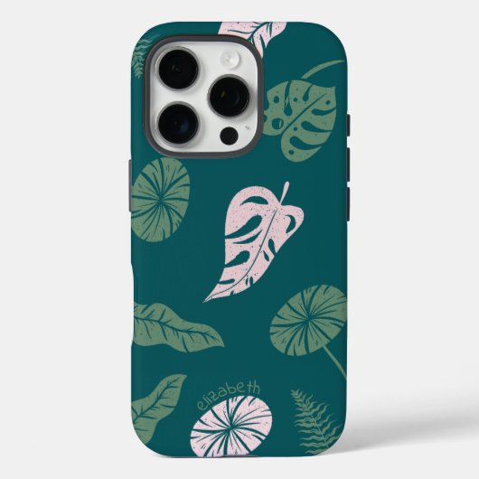 Minimal Botanical Pastel Green Custom Name Phone Case-Mate iPhoneケース (裏面)