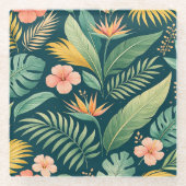 Minimal Botanical Pattern ガラスコースター (正面)