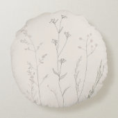 Minimal Botanical Pillow – Soft Spring Wildflower  ラウンドクッション (裏面)