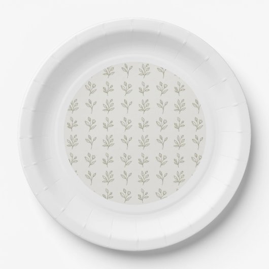 Minimal Botanical Round Paper Plates ペーパープレート (正面)