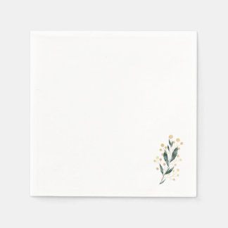 Minimal Botanical | Soft Greenery & Gold Accent スタンダードカクテルナプキン
