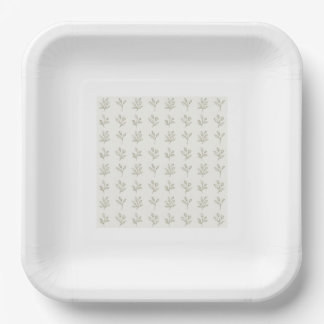 Minimal Botanical Square Paper Plates ペーパープレート