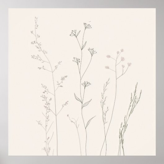 Minimal Botanical Wall Art – Soft Spring  ポスター (正面)