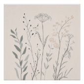 Minimal Botanical Wall Art – Soft Wildflower ポスター (正面)