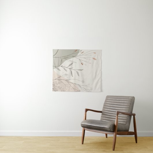 Minimal Botanical Wall Clock – Abstract Wildflower タペストリー (インサイチュ(横))