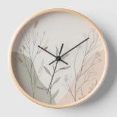Minimal Botanical Wall Clock – Abstract Wildflower 壁時計 (正面)