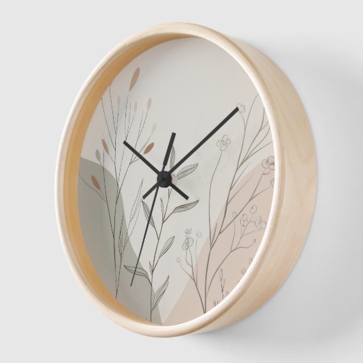 Minimal Botanical Wall Clock – Abstract Wildflower 壁時計 (傾斜)