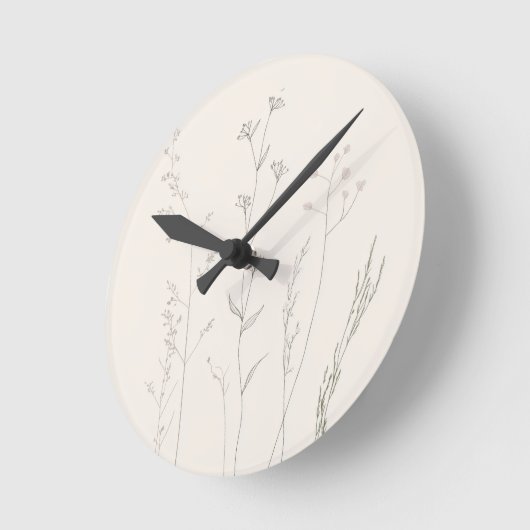 Minimal Botanical Wall Clock – Soft Spring  ラウンド壁時計 (傾斜)