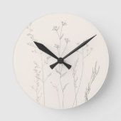 Minimal Botanical Wall Clock – Soft Spring ラウンド壁時計 (正面)