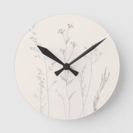Minimal Botanical Wall Clock – Soft Spring  ラウンド壁時計