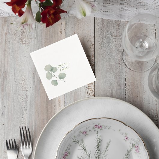 Minimal Botanical Wedding Drink Napkins スタンダードカクテルナプキン