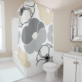 Minimal Botanicals, Neutral Beige & Ivory Pattern シャワーカーテン (インサイチュ)