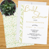 Minimal Bridal Shower Fern Leaf Border 招待状