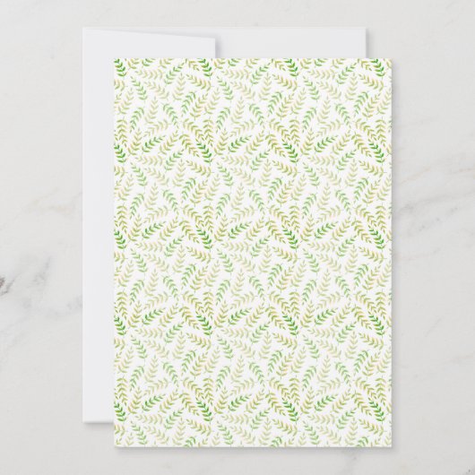 Minimal Bridal Shower Fern Leaf Border 招待状 (裏面)
