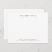Minimal Bronze Family Name Stationery ノートカード (正面/裏面)