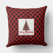 Minimal Buffalo Plaid Christmas Trees Name Pillow クッション (裏面)