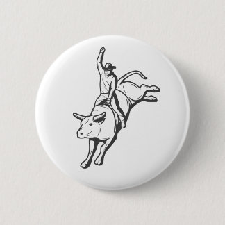 Minimal Bull Rider Line Art Western Pin 缶バッジ