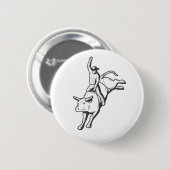 Minimal Bull Rider Line Art Western Pin 缶バッジ (正面&裏面)