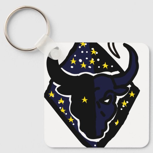 Minimal Bull Zodiac Keychain – Modern Animal  キーホルダー (正面)