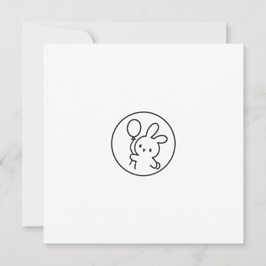 Minimal Bunny Doodle Birthday Card カード (裏面)