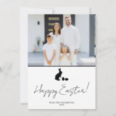 Minimal Bunny In Black And Family Photo Easter カード (正面)